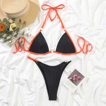 Bikini Color Sólido Juego De 2 Piezas Bikinis