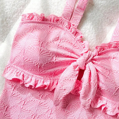 Bañador Rosa en Poliéster con Lazo